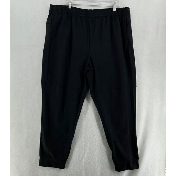 Luxe Jogger Pants Men's Sz 2XL Black Elastic Waist High-Rise Zip Pocket Tapered - Picture 1 of 13